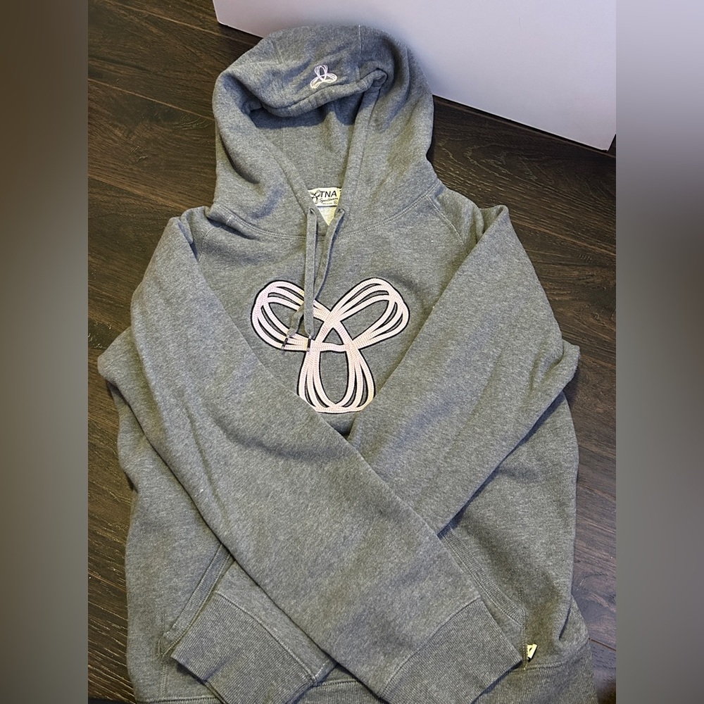 TNA Gray Hoodie with Pink Logo